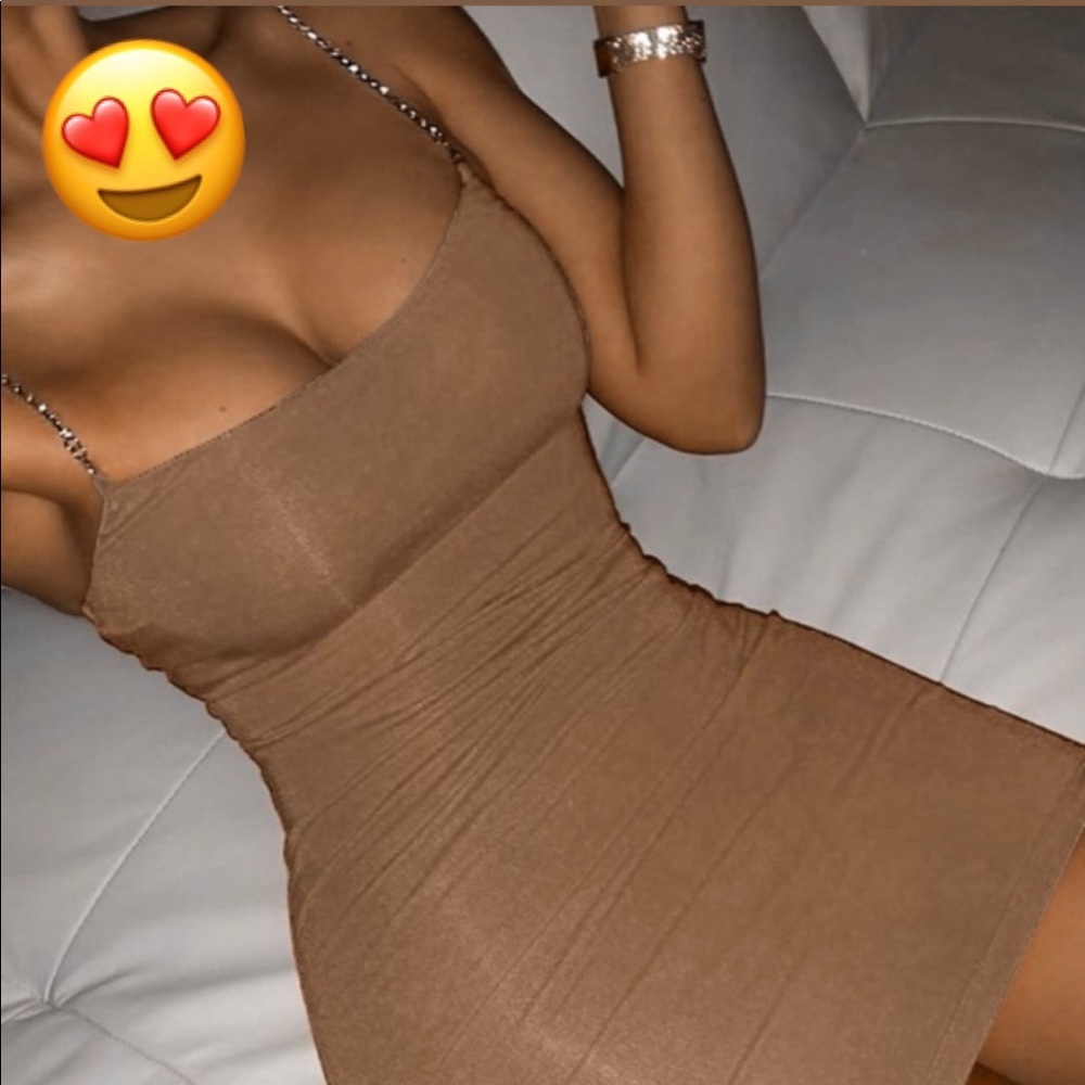Mocha Rhinestone Dress - Picture 2 of 3